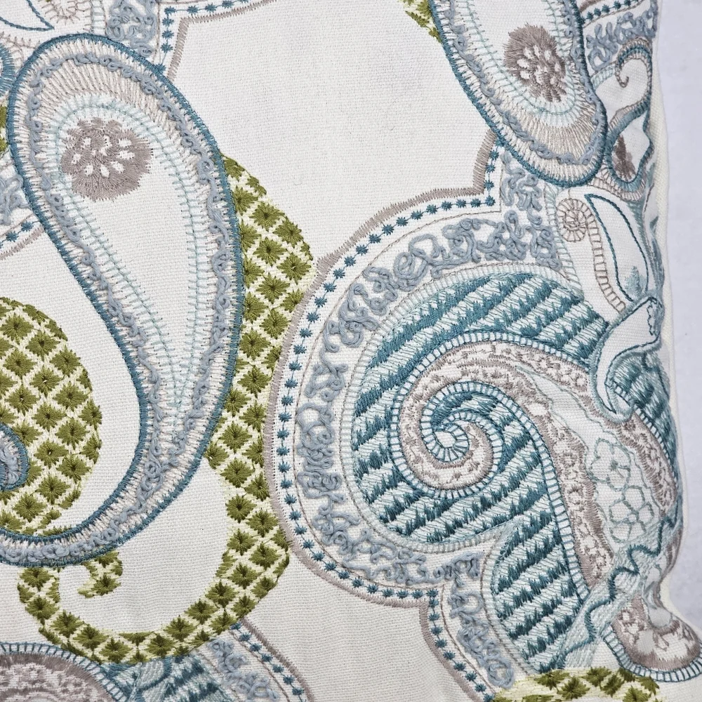 Pier 1 Imports Set Of 2‎ Throw Pillows Teal Green Blue White 16x16 Nostaglic